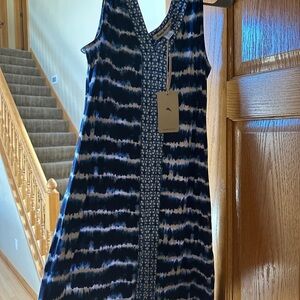 Tommy Bahama Blue and White Patterned Sleeveless Dress L
